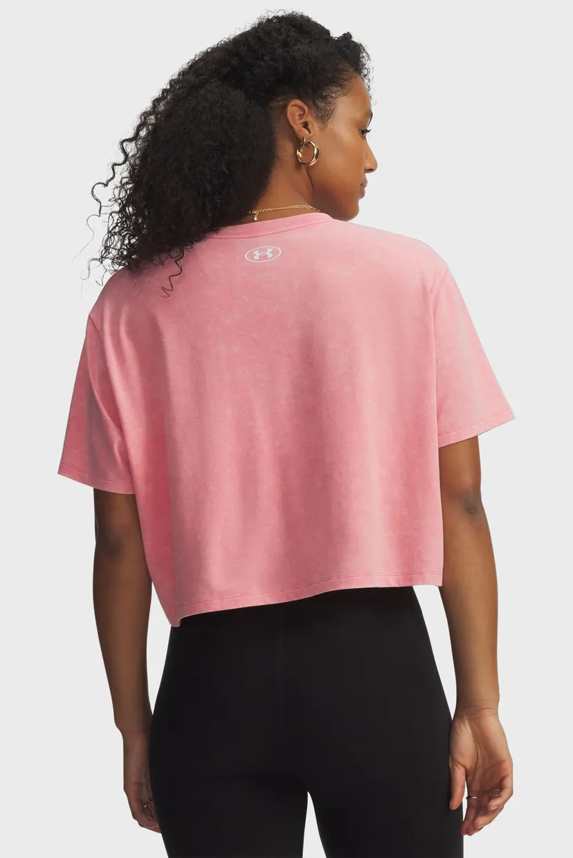 Женская розовая футболка UA Rival Boxy Tee Wash 3