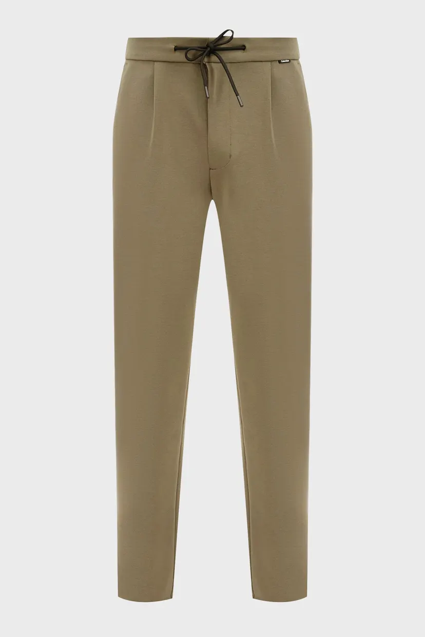 Чоловічі оливкові брюки COMFORT KNIT TAPERED PLEAT 5