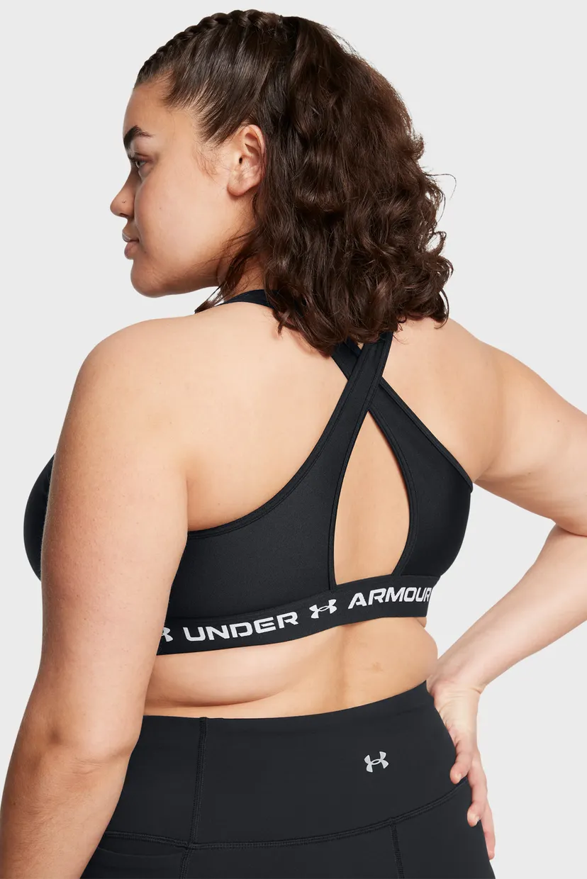 Женский черный топ UA Crossback Mid Bra 4