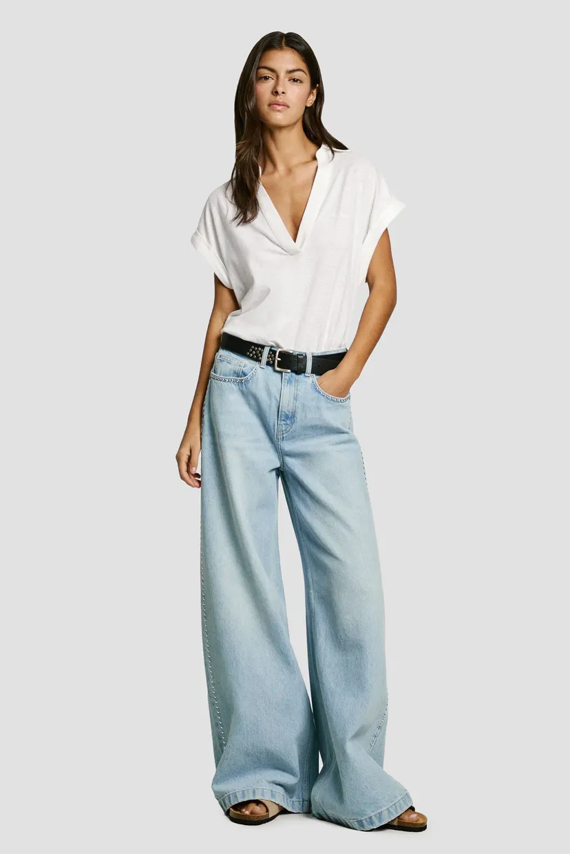 Жіночі блакитні джинси WIDE LEG JEANS MW STUD 4