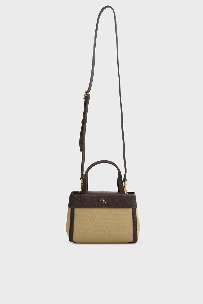 Жіноча бежева сумка CK CANVAS MINI TOTE CROSSBODY 5