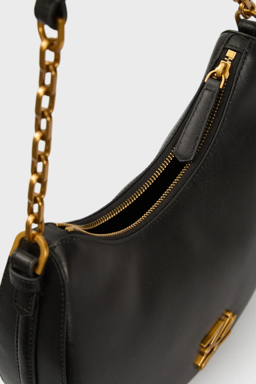 Женская черная кожаная сумка AUTOGRAPH MOON SHOULDER BAG 5