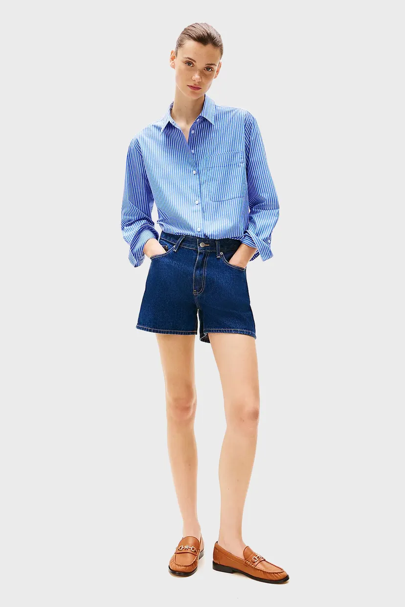 Жіноча синя сорочка у смужку ESS POPLIN EASY FIT 3