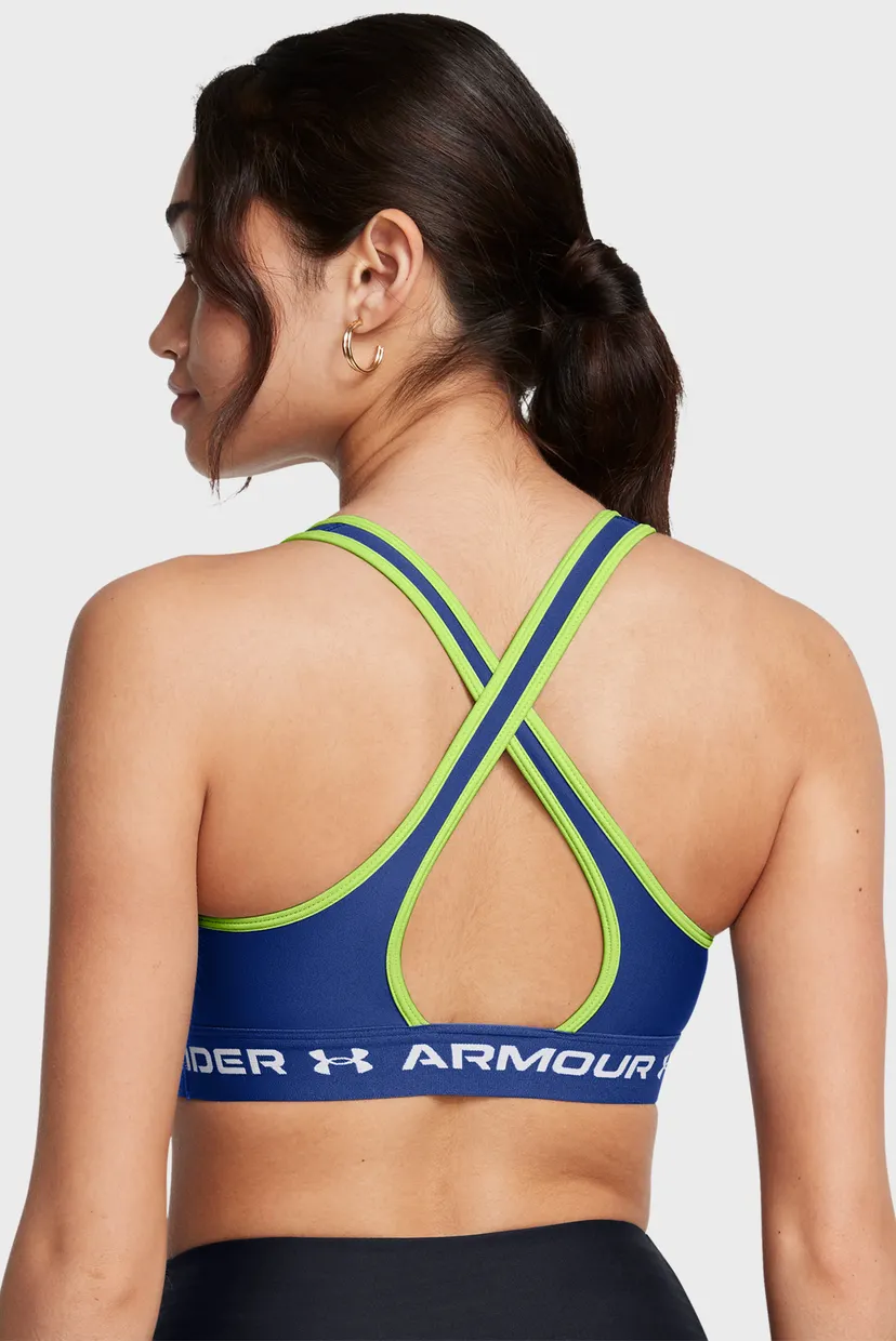 Жіночий синій топ UA Crossback Mid Bra 3