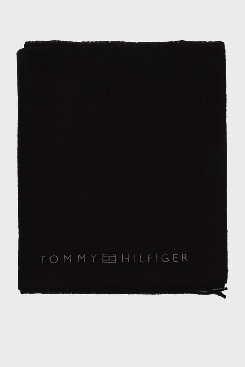 Мужской черный шерстяной шарф TH CORPORATE WOOL SCARF 3