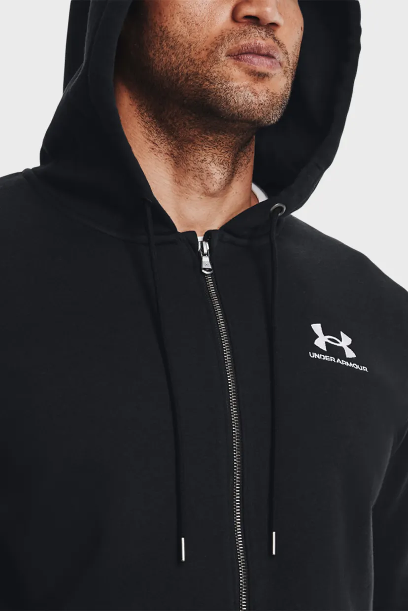 Мужское черное худи UA Essential Fleece FZ 4