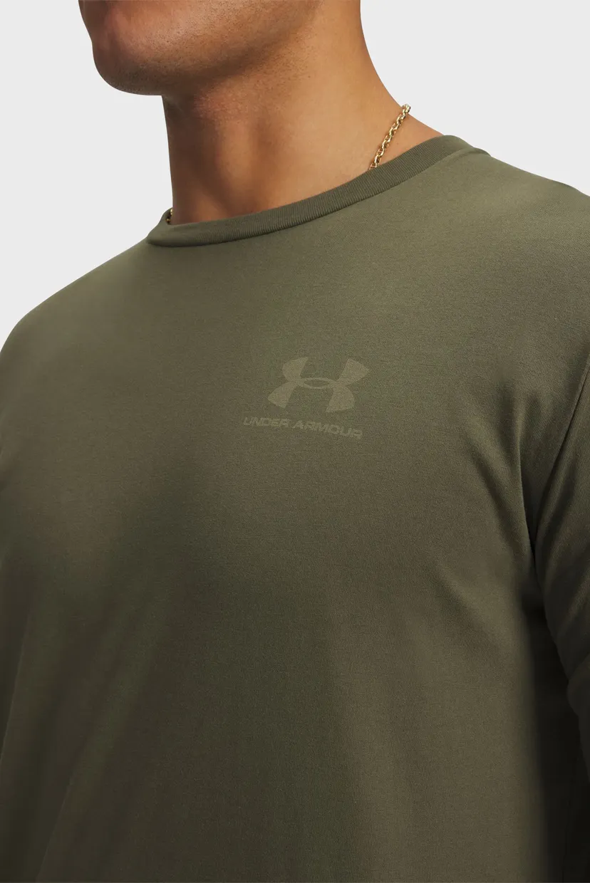 Мужской оливковый лонгслив UA SPORTSTYLE LEFT CHEST LS 3