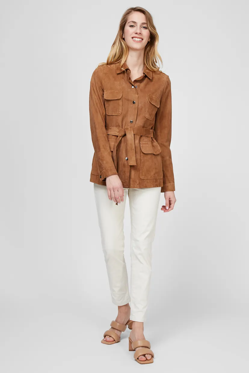 Жіноча коричнева замшева куртка Caroll VG004 — MD-Fashion