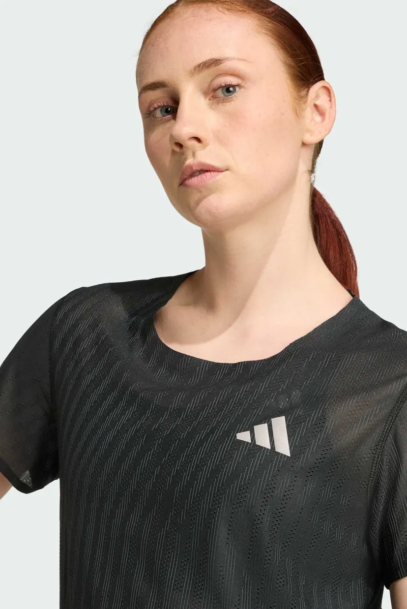 Жіноча чорна футболка у смужку Adi365 Running CLIMACOOL+ 4