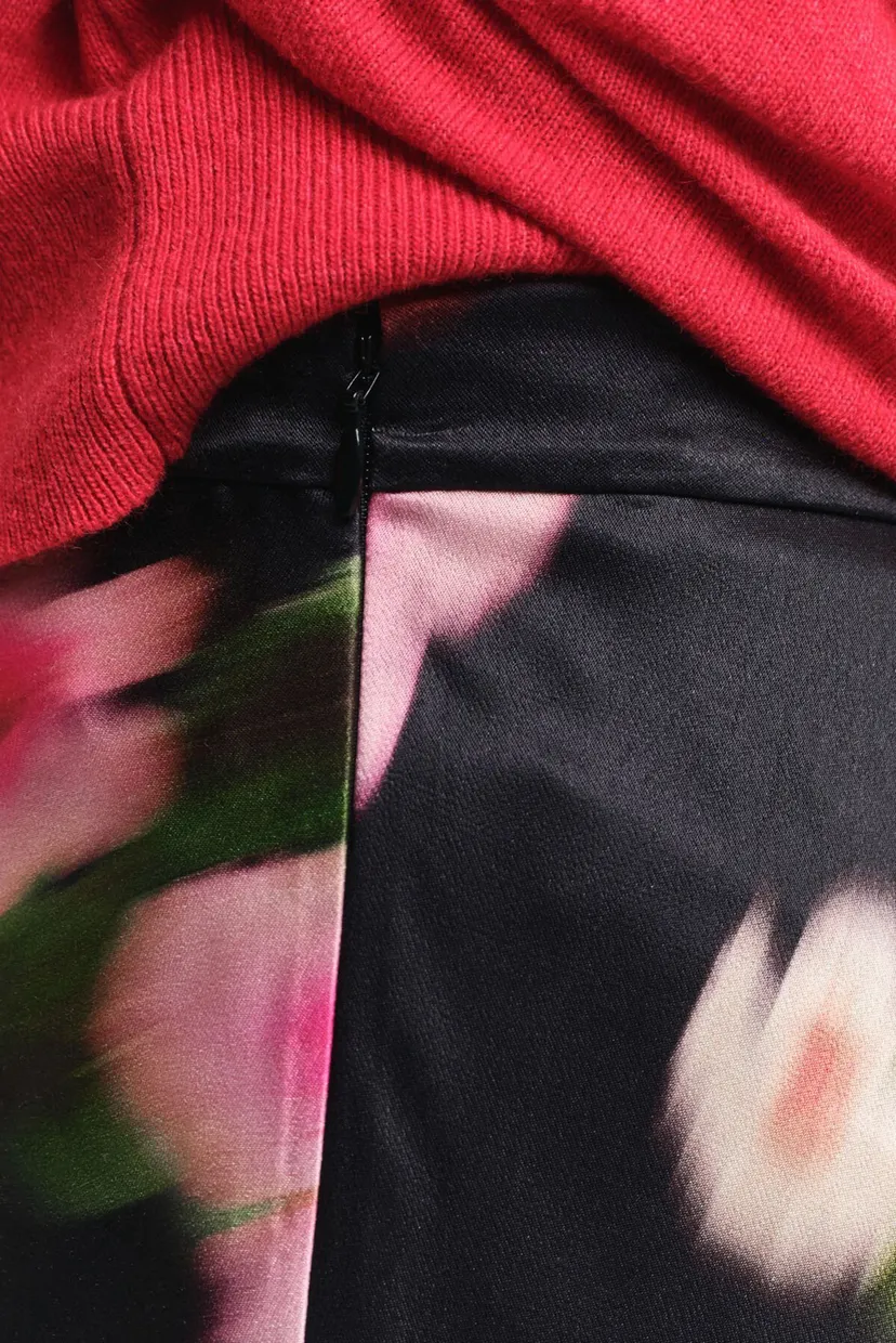 Женская черная юбка с узором MIDI FLORAL PRINT A-LINE 4