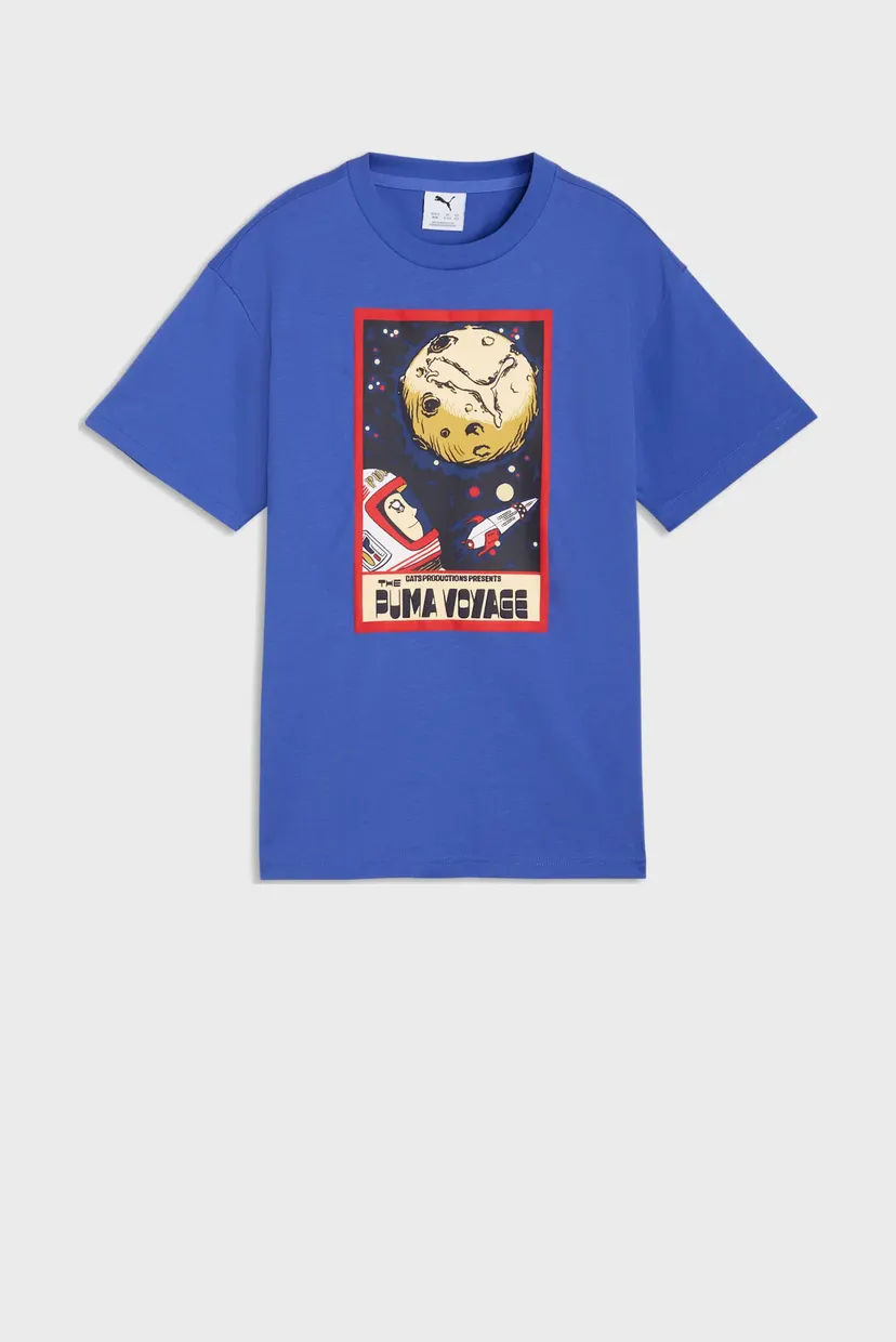 Детская синяя футболка Graphic Relaxed PUMA Voyage Tee Youth 4