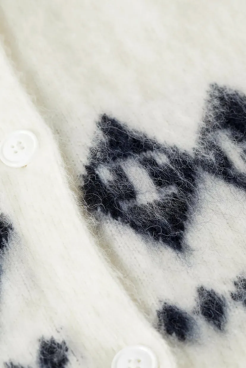 Женский белый кардиган FAIRISLE OVERSIZED V-NK CARDI 5