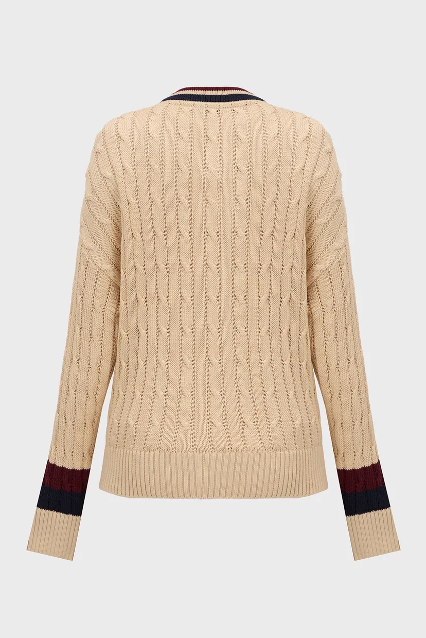 Женский бежевый кардиган VARSITY CABLE CARDI LS V-NK 7