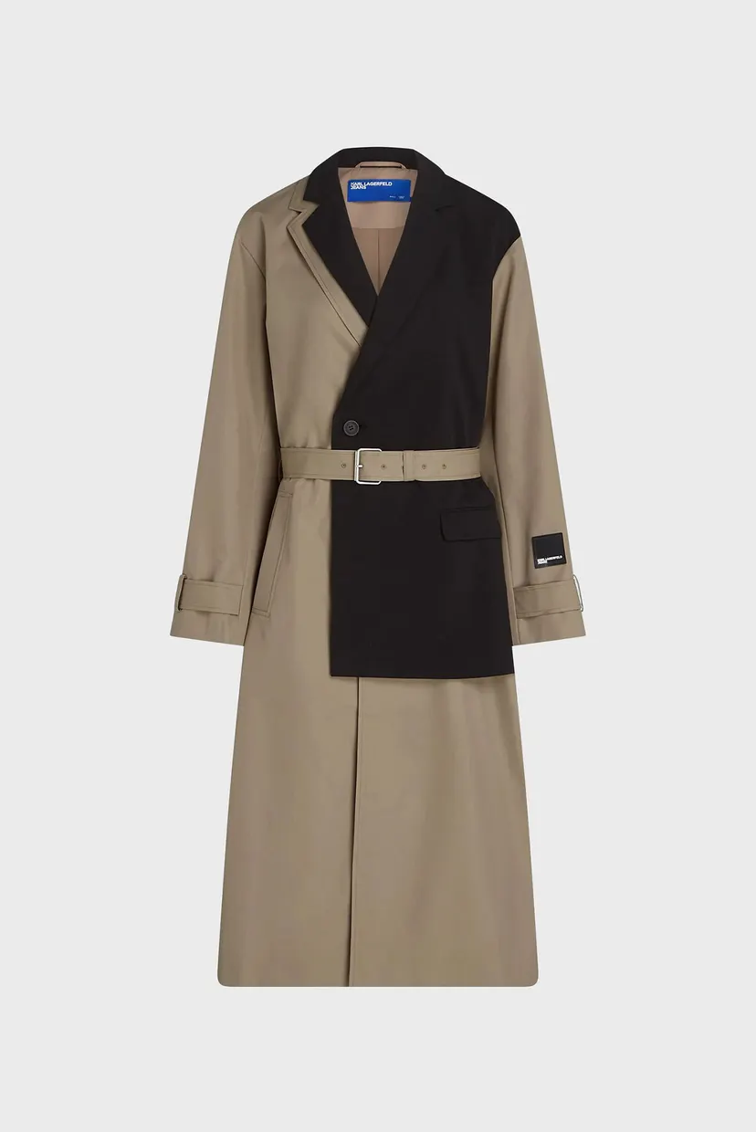 Жіночий коричневий тренч KLJ MIXED MATERIAL TRENCH 5
