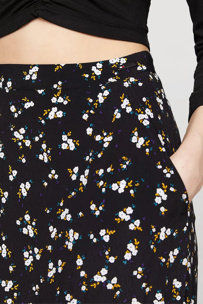 Жіноча чорна спідниця з візерунком TJW FLORAL RUFFLE MIDI SKIRT EXT 4