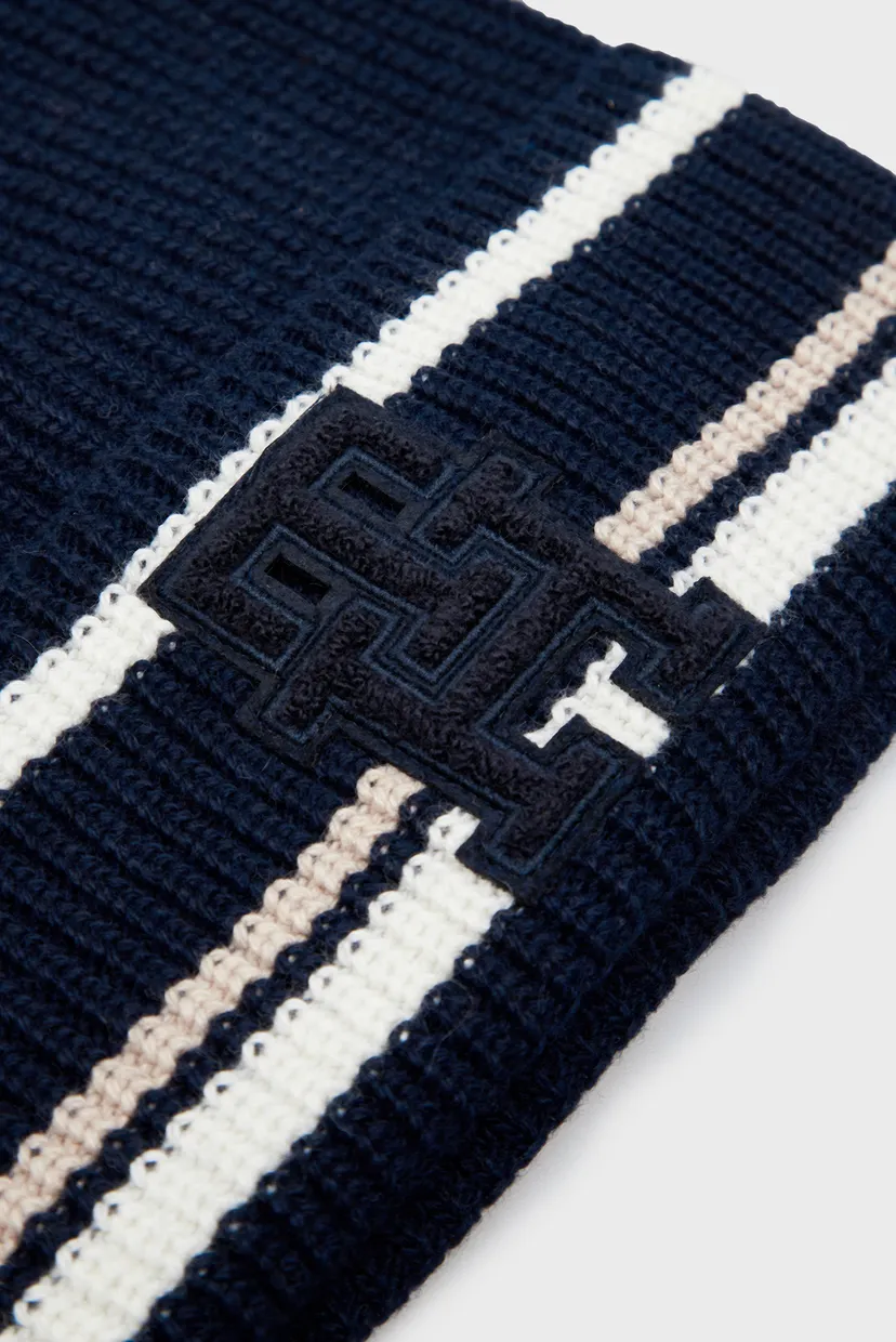 Чоловіча темно-синя шапка TH MONOGRAM BEANIE 4