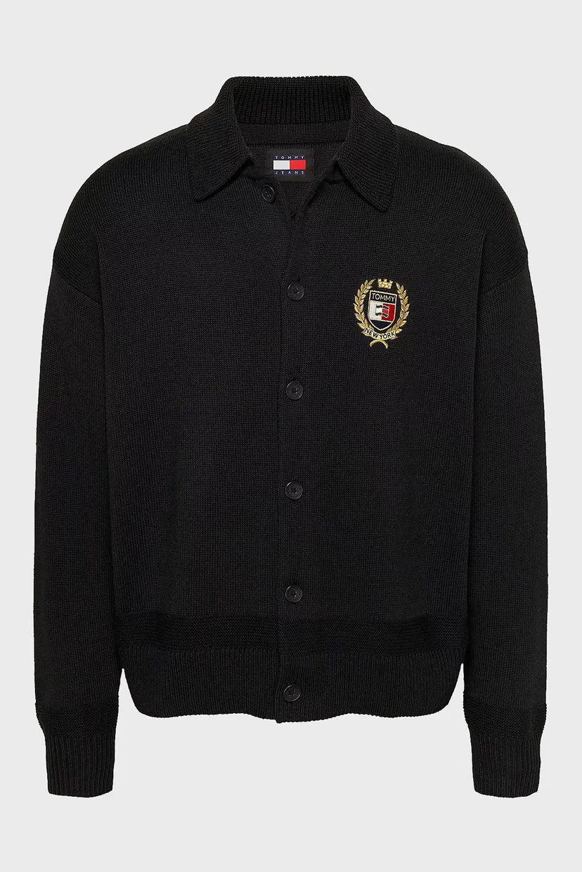 Мужской черный кардиган TJM BOXY BUTTON DOWN CREST CARDI 5