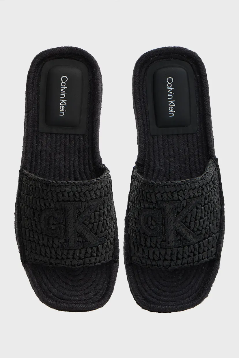 Жіночі чорні слайдери FLATF ESPADRILLE RAFFIA 4