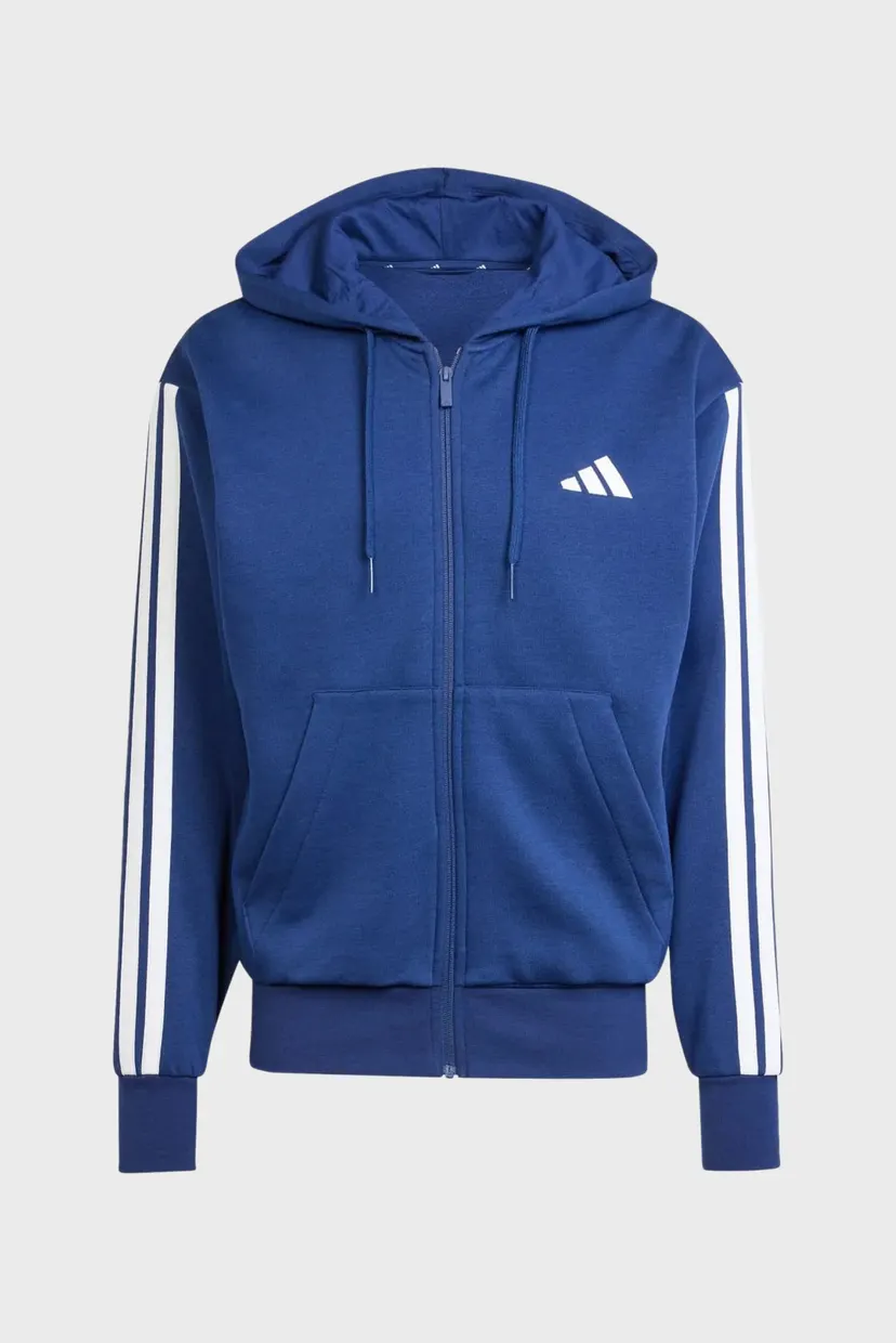 Мужское синее худи Essentials 3-Stripes Fleece 6