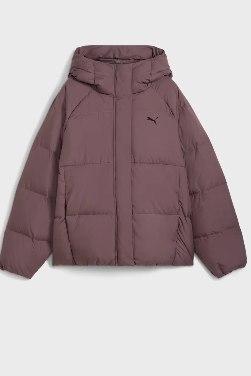 Женский бордовый пуховик Hooded Down Puffer Jacket Women 4