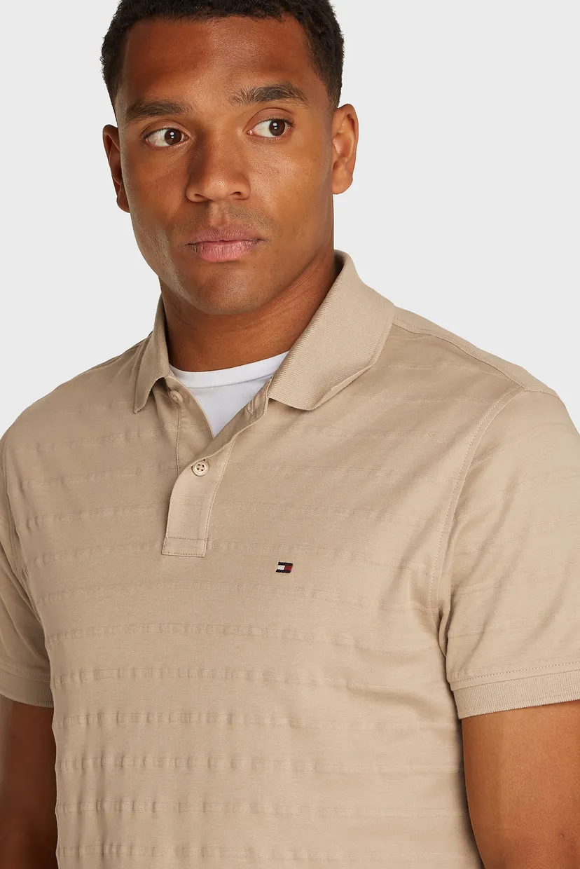 Мужское бежевое поло в полоску JACQUARD STRIPE REG POLO 4