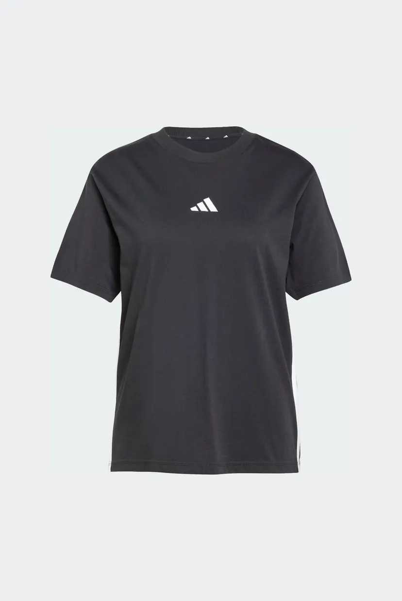 Жіноча чорна футболка Essentials 3-Stripes Cotton 6