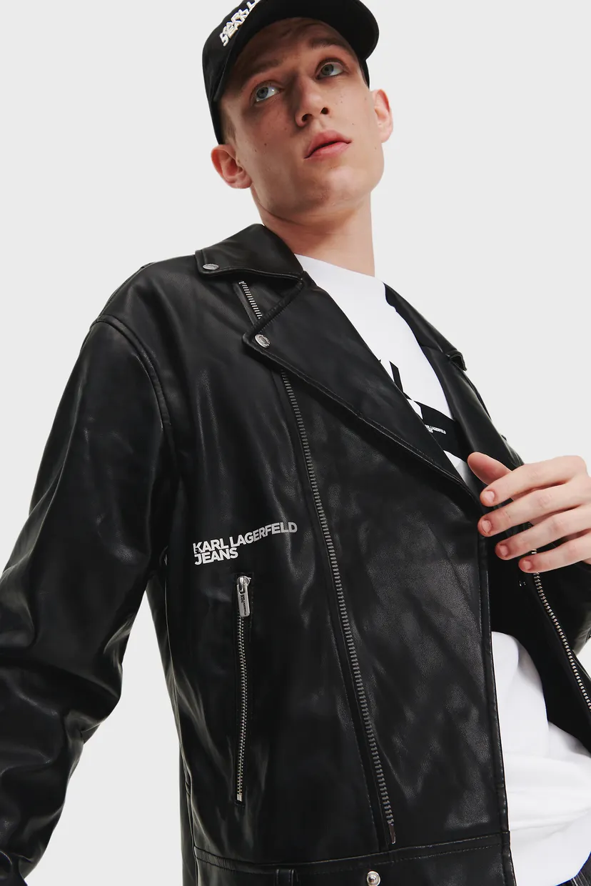 Чоловіча чорна косуха KLJ REGULAR FAUX LEATHER JKT 4