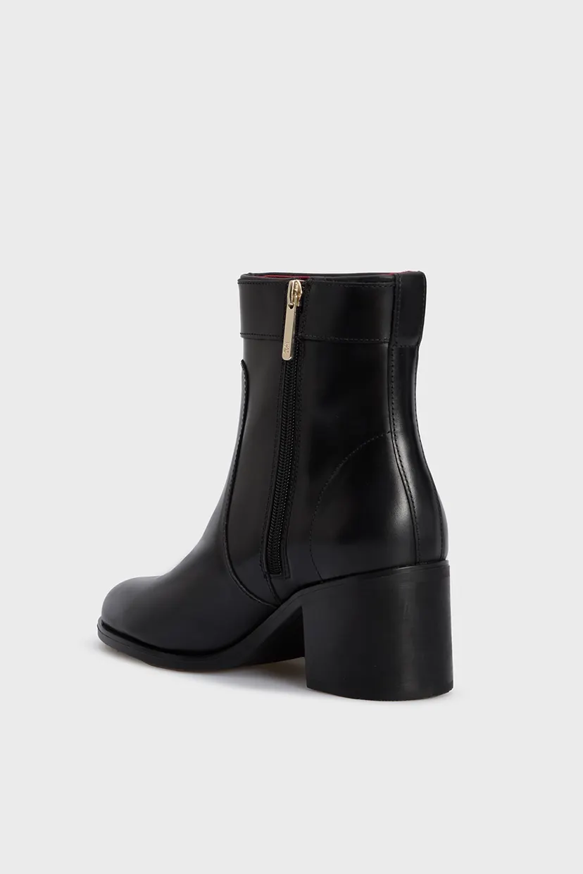 Женские черные кожаные ботильоны TH LEATHER DRESSY MID HEEL BOOT 5