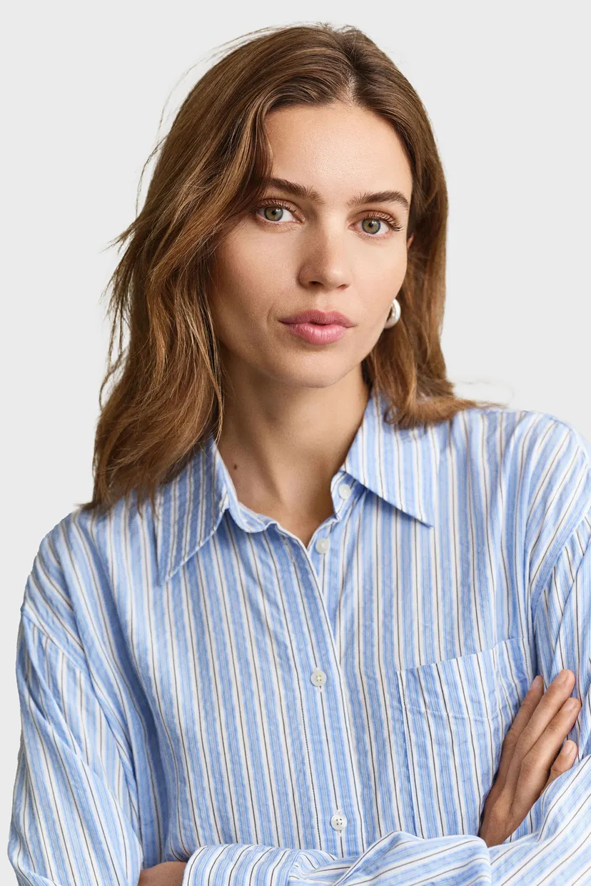 Женское голубое платье в полоску SEERSUCKER 4