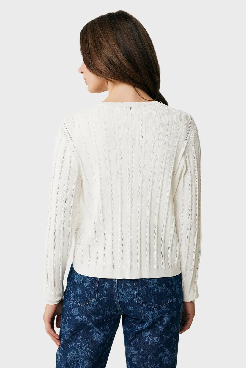Жіночий білий кардиган PEONY classic ajour cardigan 3