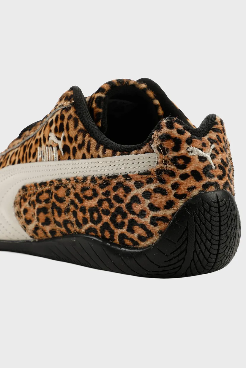 Женские коричневые кожаные кроссовки Speedcat Leopard Sneakers Women 5