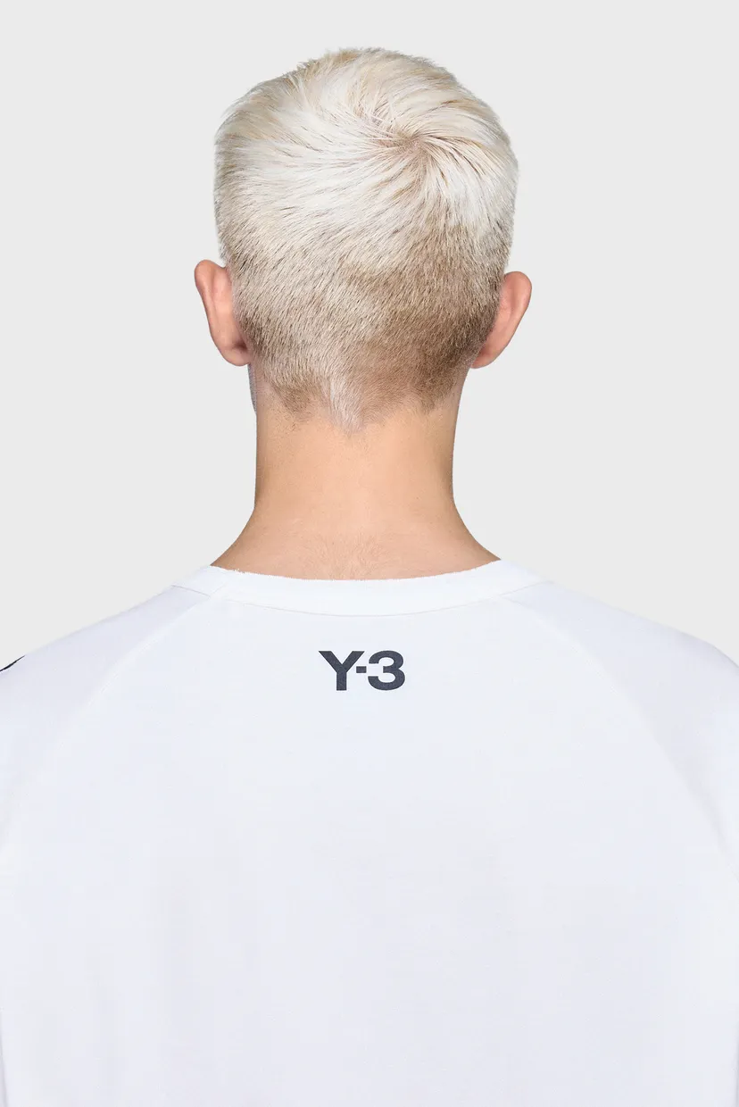 Белая футболка Y-3 RAW EDGE 3 STRIPES SHORT SLEEVE (унисекс) 6