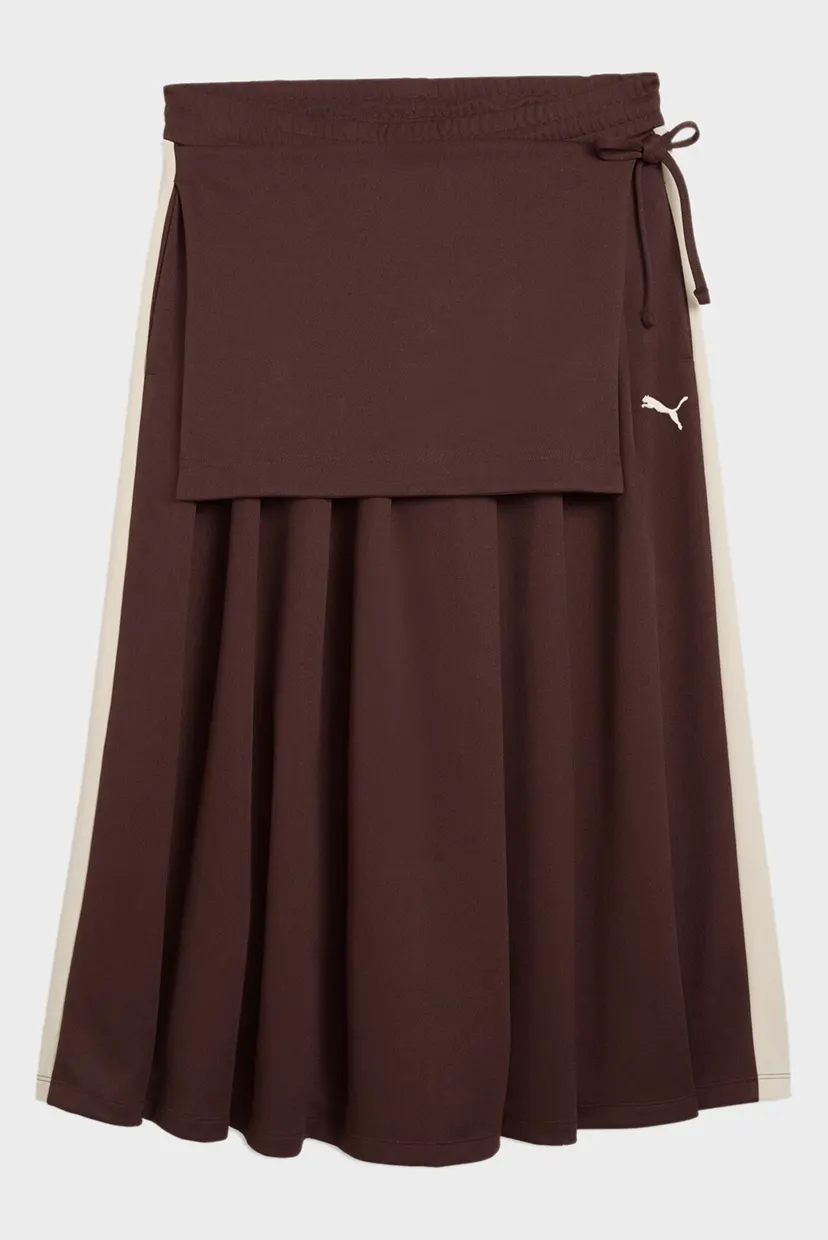Жіноча коричнева спідниця T7 Midi Pleated Skirt Women 4