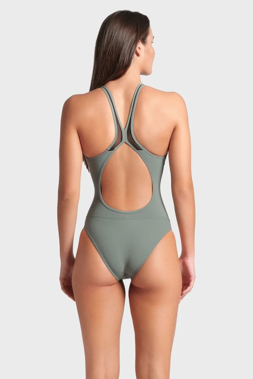 Жіночий оливковий купальник MESH PANELS SWIM PRO 3