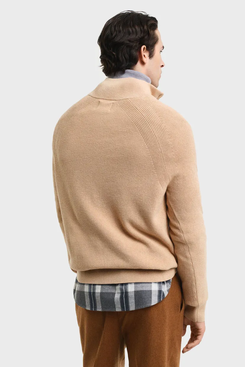 Чоловіча бежева кофта COTTON WOOL RIB HALF ZIP 3
