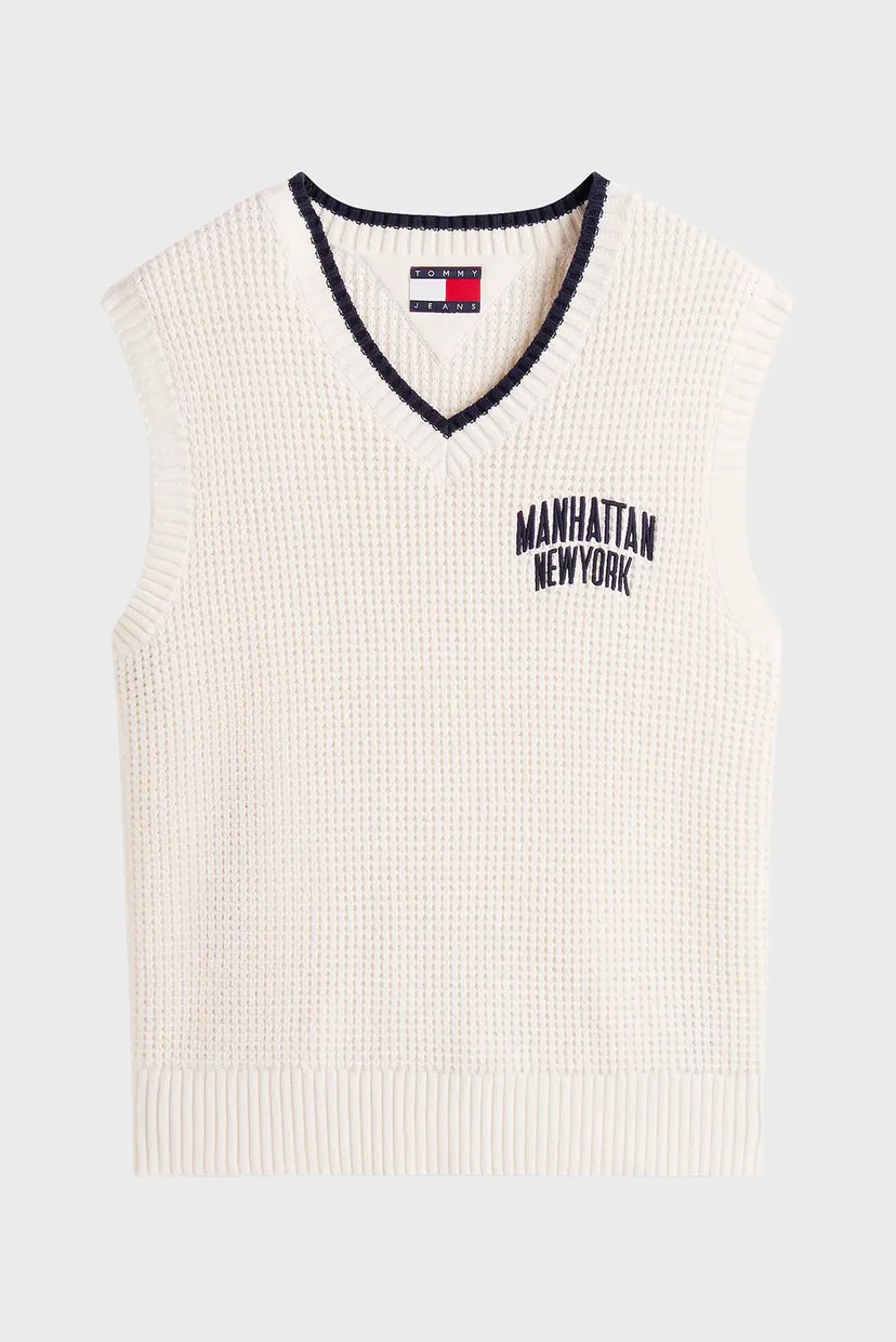 Мужской белый жилет REG WAFFLE KNITTED VEST 6