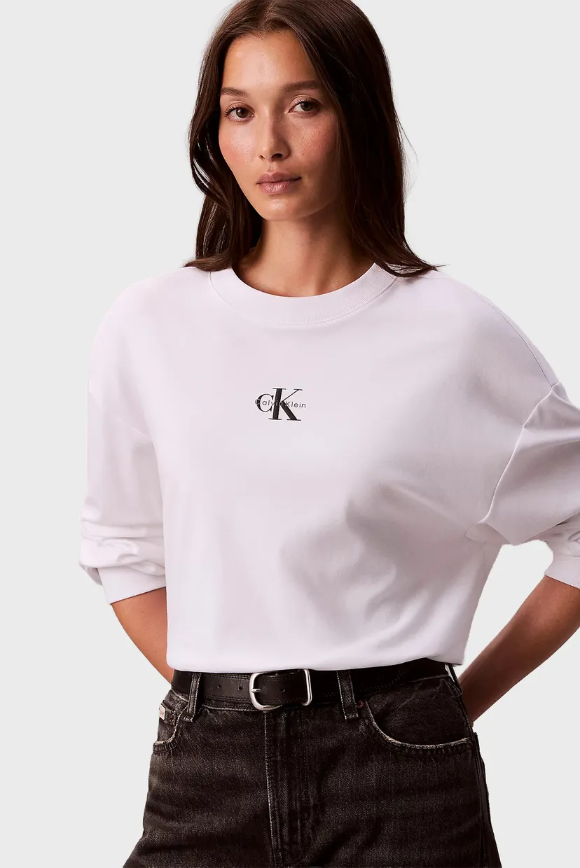 Женский белый лонгслив MONOLOGO OVERSIZED CREW 5