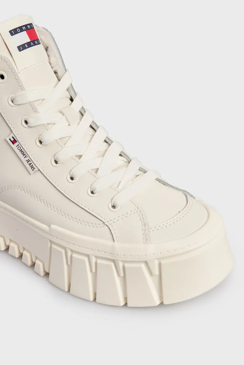Жіночі білі шкіряні хайтопи JW VULC FLATFORM 4