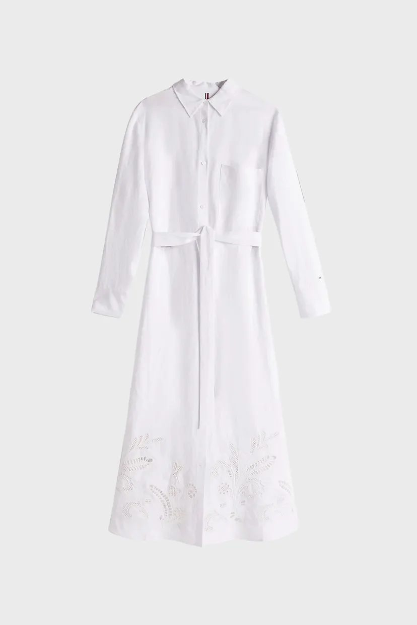 Жіноча біла лляна сукня BRODERIE ANGLAISE 5