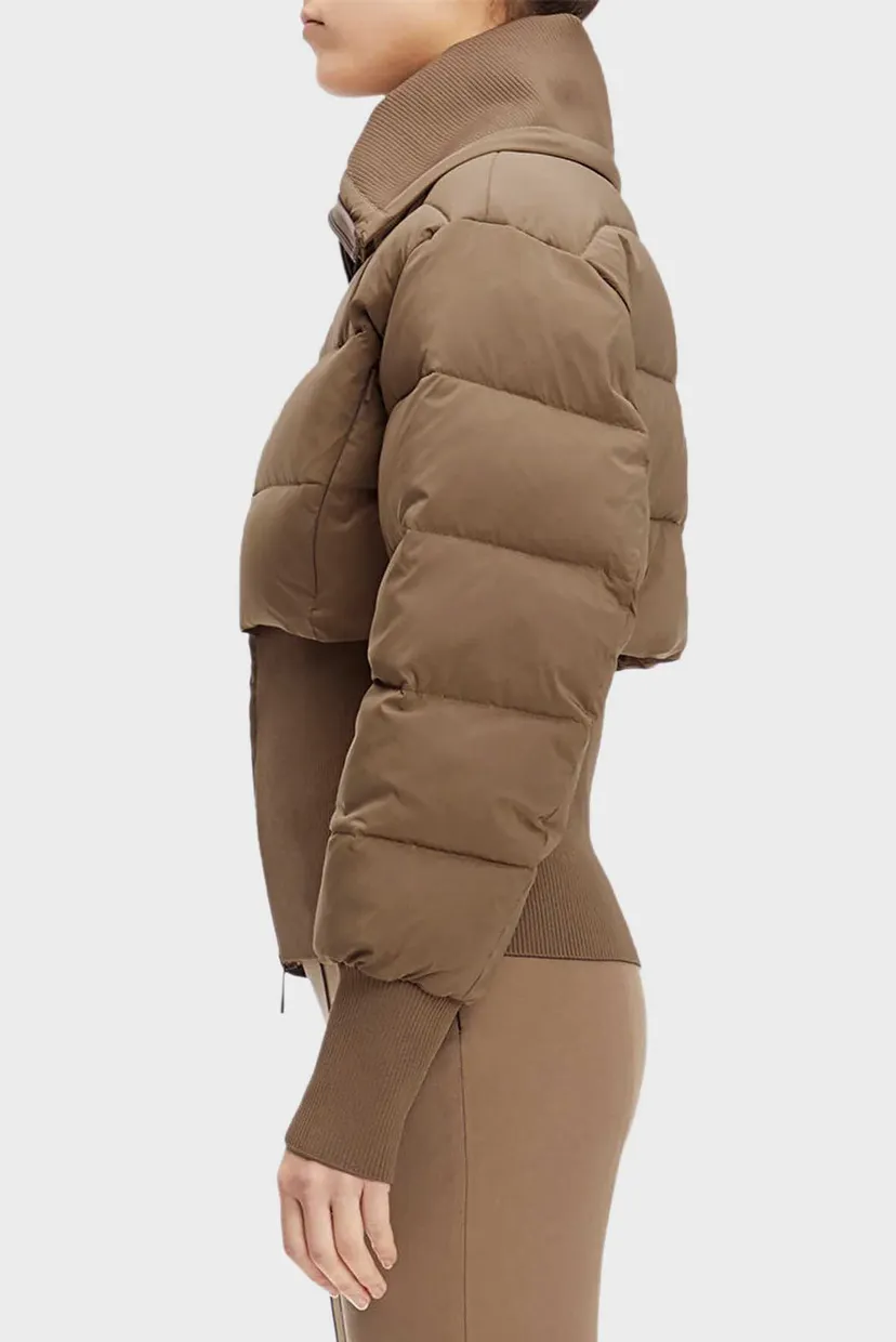 Жіноча коричнева куртка PADDED RIB WAIST JACKET 3