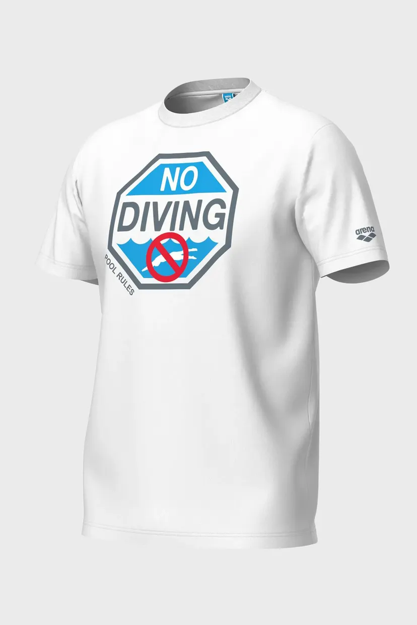 Мужская белая футболка NO DIVING  PRINT 5