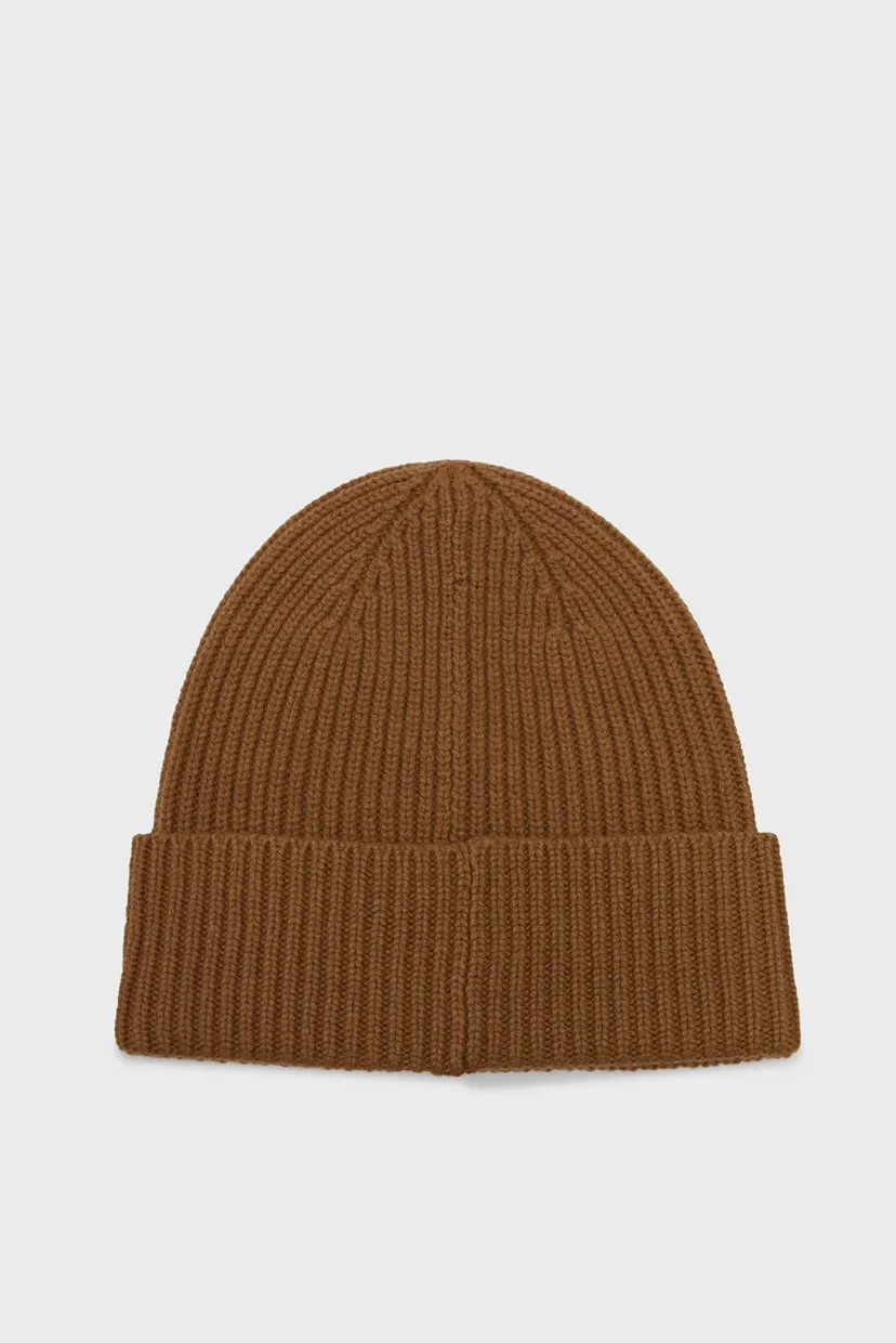 Чоловіча коричнева кашемірова шапка TH CASHMERE PLAQUE BEANIE 3