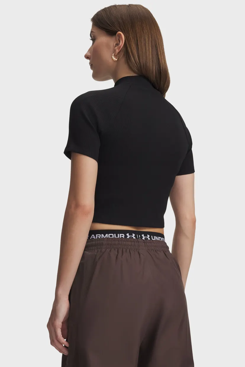 Жіноча чорна футболка UA RIVAL RIB MOCK SS TEE 3