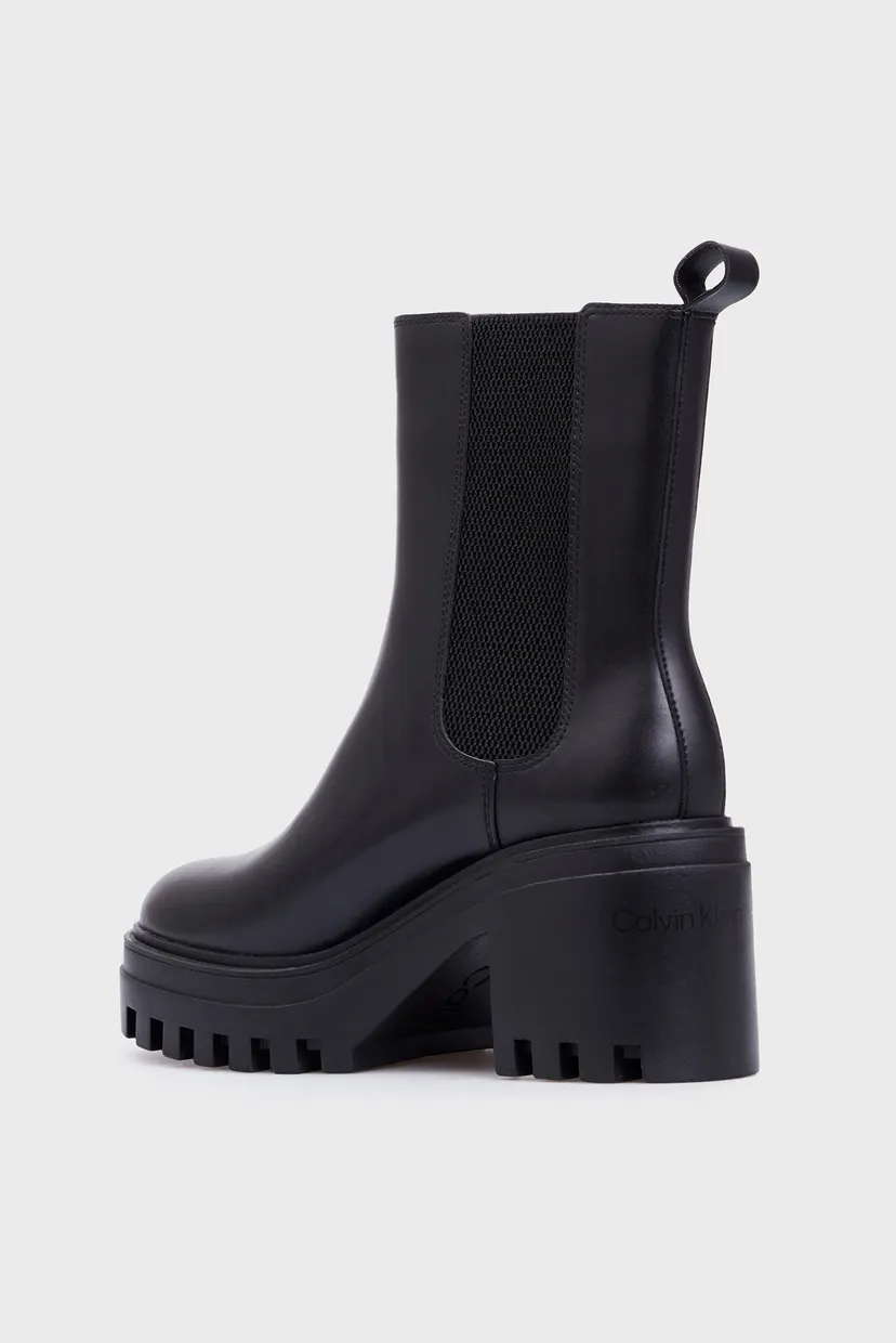Жіночі чорні шкіряні ботильйони CHUNKY HEELED CHELSEA LTH 5