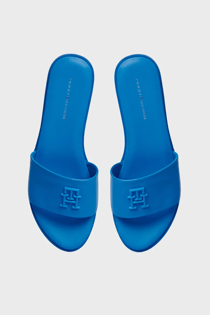 Жіночі сині шкіряні слайдери TH POP MULE 3