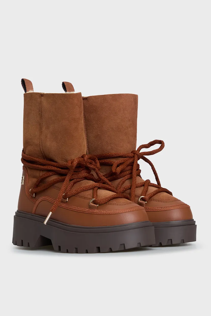 Жіночі коричневі замшеві місяцеходи REAL SHEARLING LACE-UP SNOWBOOT 3