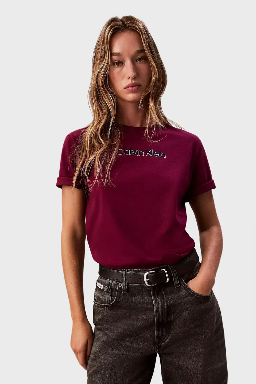 Женская бордовая футболка CLASSIC FOIL CALVIN KLEIN 5