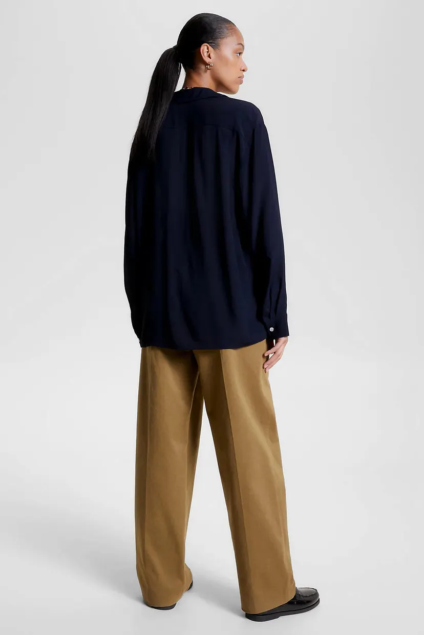 Жіноча темно-синя сорочка VISCOSE CREPE FLUID SHIRT LS 3