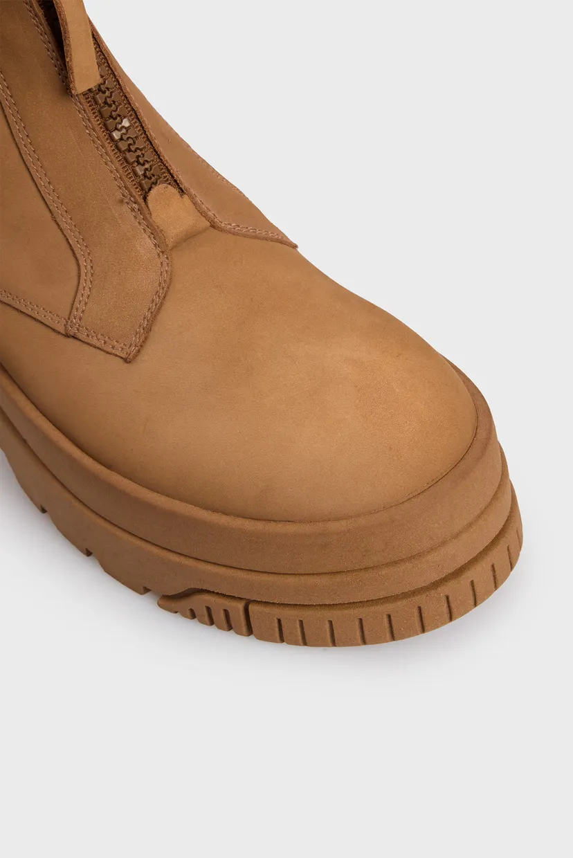 Жіночі коричневі нубукові черевики TJW ZIP UP FLATFORM NUBUCK BOOT 4