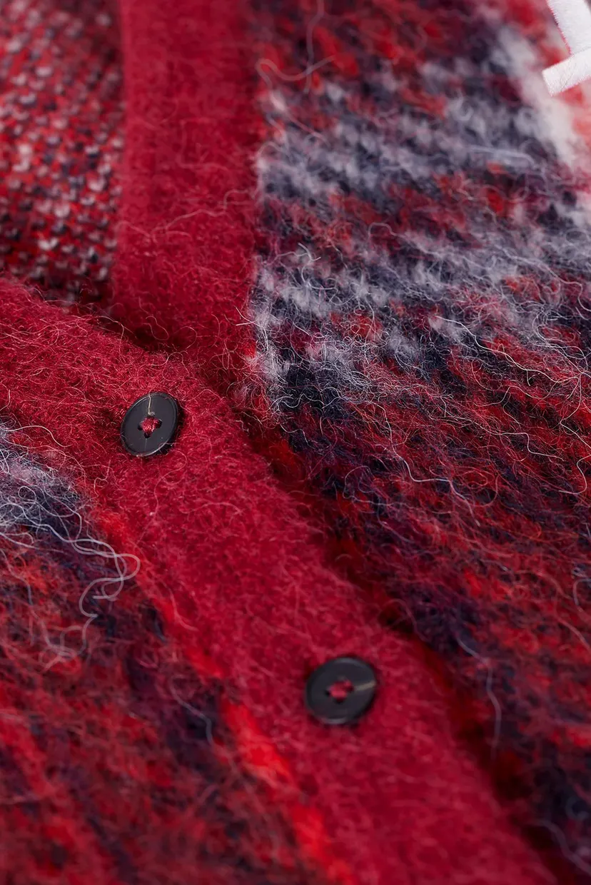 Жіночий бордовий картатий кардиган IMD TARTAN CHECK CROP V-NK CARDI 5
